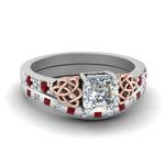 Load image into Gallery viewer, irish-asscher-cut-diamond-bridal-ring-set-with-ruby-in-white-gold-FDENS2255B4ASGRUDR-NL-WG?v=1757052145
