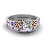 Load image into Gallery viewer, irish-asscher-cut-diamond-bridal-ring-set-with-violet-topaz-in-white-gold-FDENS2255B4ASGVITO-NL-WG?v=1757052145
