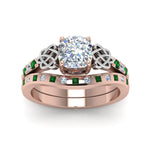 Load image into Gallery viewer, irish-cushion-cut-diamond-bridal-ring-set-with-emerald-in-rose-gold-FDENS2255B4CUGEMGRANGLE5-NL-RG_1b72ddb5-459b-4020-8593-ce69c67a985b?v=1757052278

