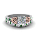 Load image into Gallery viewer, irish-cushion-cut-diamond-bridal-ring-set-with-emerald-in-white-gold-FDENS2255B4CUGEMGR-NL-WG_7c474e75-98da-4757-84b6-6d4af69ac306?v=1757052278
