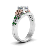 Load image into Gallery viewer, irish-cushion-cut-diamond-bridal-ring-set-with-emerald-in-white-gold-FDENS2255B4CUGEMGRANGLE2-NL-WG_3c7252a7-d3b8-4bbf-948a-da8f48075259?v=1757052278
