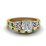 Load image into Gallery viewer, irish-cushion-cut-diamond-bridal-ring-set-with-emerald-in-yellow-gold-FDENS2255B4CUGEMGR-NL-YG_c950de2a-2a0c-4af2-96ae-a619d3db2dee?v=1757052278
