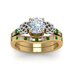 Load image into Gallery viewer, irish-cushion-cut-diamond-bridal-ring-set-with-emerald-in-yellow-gold-FDENS2255B4CUGEMGRANGLE5-NL-YG_d4e3d034-9993-4241-af5b-b9738160a869?v=1757052278
