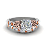 Load image into Gallery viewer, irish-cushion-cut-diamond-bridal-ring-set-with-orange-sapphire-in-white-gold-FDENS2255B4CUGSAOR-NL-WG_71441375-939e-43ea-bb65-10e6fec2ed9d?v=1757052277
