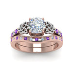 Load image into Gallery viewer, irish-cushion-cut-diamond-bridal-ring-set-with-violet-topaz-in-rose-gold-FDENS2255B4CUGVITOANGLE5-NL-RG_74143c66-6251-47f4-99bc-a7a494f04f71?v=1757052277
