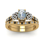 Load image into Gallery viewer, irish-emerald-cut-bridal-ring-set-with-black-diamond-in-yellow-gold-FDENS2255B4EMGBLACKANGLE5-NL-YG?v=1757052184
