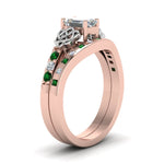 Load image into Gallery viewer, irish-emerald-cut-diamond-bridal-ring-set-with-emerald-in-rose-gold-FDENS2255B4EMGEMGRANGLE2-NL-RG?v=1757052184

