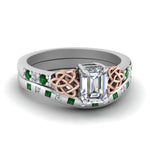 Load image into Gallery viewer, irish-emerald-cut-diamond-bridal-ring-set-with-emerald-in-white-gold-FDENS2255B4EMGEMGR-NL-WG?v=1757052184
