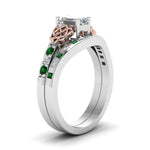 Load image into Gallery viewer, irish-emerald-cut-diamond-bridal-ring-set-with-emerald-in-white-gold-FDENS2255B4EMGEMGRANGLE2-NL-WG?v=1757052183
