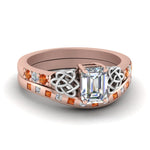 Load image into Gallery viewer, irish-emerald-cut-diamond-bridal-ring-set-with-orange-sapphire-in-rose-gold-FDENS2255B4EMGSAOR-NL-RG?v=1757052184
