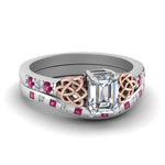 Load image into Gallery viewer, irish-emerald-cut-diamond-bridal-ring-set-with-pink-sapphire-in-white-gold-FDENS2255B4EMGSADRPI-NL-WG?v=1757052184
