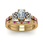 Load image into Gallery viewer, irish-emerald-cut-diamond-bridal-ring-set-with-pink-sapphire-in-yellow-gold-FDENS2255B4EMGSADRPIANGLE5-NL-YG_7d828157-e3c2-4ba5-bf95-553af2083871?v=1757052290
