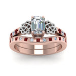 Load image into Gallery viewer, irish-emerald-cut-diamond-bridal-ring-set-with-ruby-in-rose-gold-FDENS2255B4EMGRUDRANGLE5-NL-RG?v=1757052184
