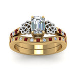 Load image into Gallery viewer, irish-emerald-cut-diamond-bridal-ring-set-with-ruby-in-yellow-gold-FDENS2255B4EMGRUDRANGLE5-NL-YG?v=1757052184
