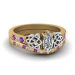 Load image into Gallery viewer, irish-marquise-cut-diamond-bridal-ring-set-with-violet-topaz-in-yellow-gold-FDENS2255B4MQGVITO-NL-YG?v=1757052203
