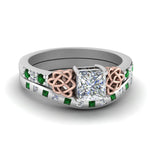 Load image into Gallery viewer, irish-princess-cut-diamond-bridal-ring-set-with-emerald-in-white-gold-FDENS2255B4PRGEMGR-NL-WG_95a1a231-b5da-453e-aae3-dbb9a4051ea1?v=1757052316
