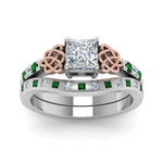 Load image into Gallery viewer, irish-princess-cut-diamond-bridal-ring-set-with-emerald-in-white-gold-FDENS2255B4PRGEMGRANGLE5-NL-WG_340b70a2-5a7a-428f-9bca-998241400a13?v=1757052316
