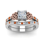 Load image into Gallery viewer, irish-princess-cut-diamond-bridal-ring-set-with-orange-sapphire-in-white-gold-FDENS2255B4PRGSAORANGLE5-NL-WG_f96cc3a4-1b18-43f1-aeca-7acb56a00296?v=1757052316
