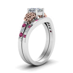 Load image into Gallery viewer, irish-princess-cut-diamond-bridal-ring-set-with-pink-sapphire-in-white-gold-FDENS2255B4PRGSADRPIANGLE2-NL-WG_a32f1e09-7278-4a79-9859-5646320bd467?v=1757052316
