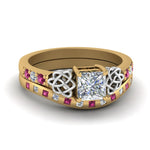 Load image into Gallery viewer, irish-princess-cut-diamond-bridal-ring-set-with-pink-sapphire-in-yellow-gold-FDENS2255B4PRGSADRPI-NL-YG_3ff93183-8ee2-4046-8564-b2a0dc76e3c4?v=1757052316
