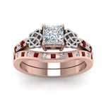 Load image into Gallery viewer, irish-princess-cut-diamond-bridal-ring-set-with-ruby-in-rose-gold-FDENS2255B4PRGRUDRANGLE5-NL-RG_7e35d09c-749a-4472-b04d-f7b8cf298232?v=1757052316
