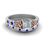 Load image into Gallery viewer, irish-princess-cut-diamond-bridal-ring-set-with-sapphire-in-white-gold-FDENS2255B4PRGSABL-NL-WG_52047a3d-1259-432d-b69a-fff86d8aa322?v=1757052316
