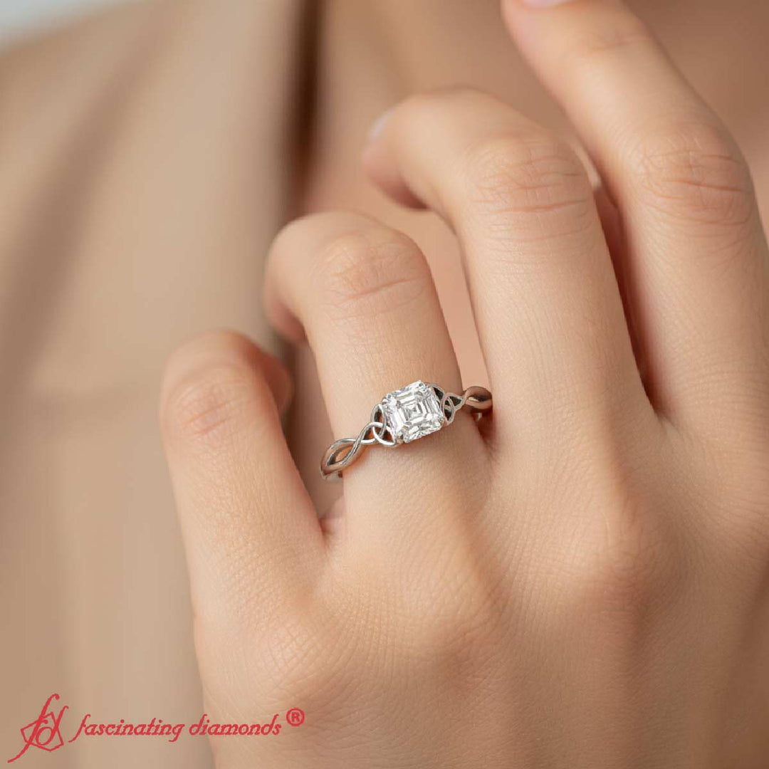 Asscher Cut Irish Split Solitaire Ring