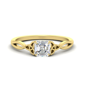 Asscher Cut Irish Split Solitaire Ring