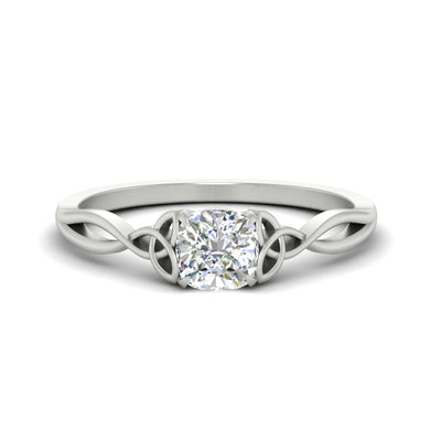Irish Style Cushion Cut Solitaire Split Shank Ring