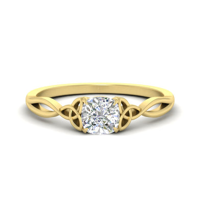 Irish Style Cushion Cut Solitaire Split Shank Ring