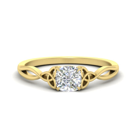 Cushion Cut Diamond Irish Style Solitaire Split Shank Ring