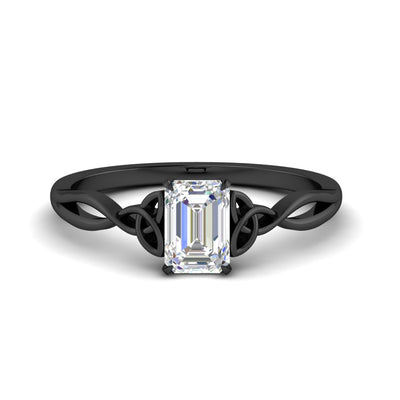 Emerald Cut Irish Split Solitaire Ring