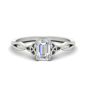 Emerald Cut Irish Split Solitaire Ring