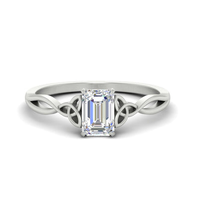 Emerald Cut Irish Split Solitaire Ring