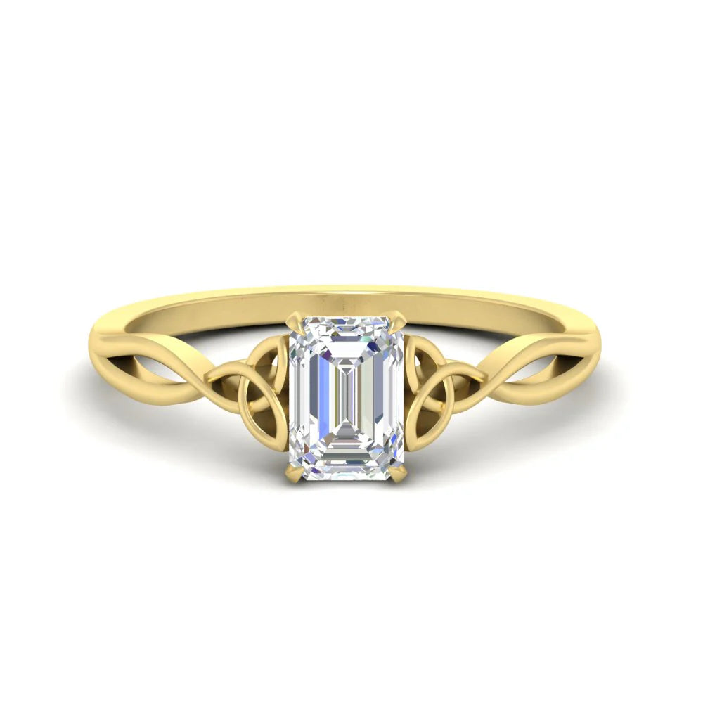 Emerald Cut Irish Split Solitaire Ring