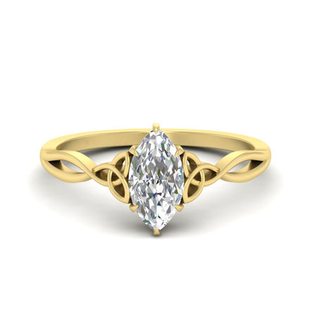 Marquise Cut Diamond Split Shank Celtic Knot Solitaire Ring