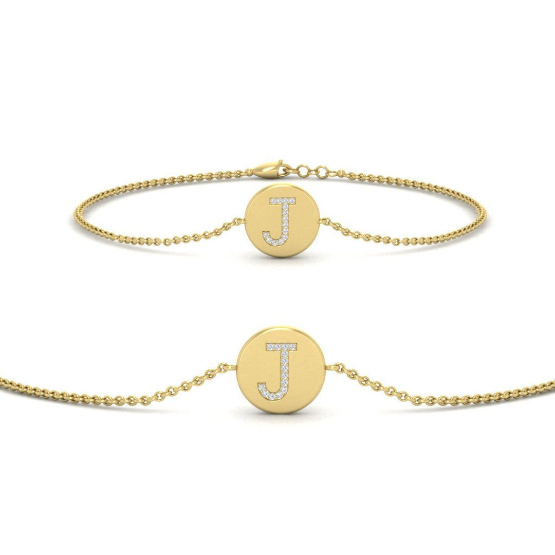 Alphabet disc diamond bracelet