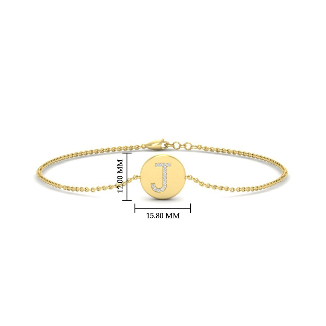 Alphabet disc diamond bracelet
