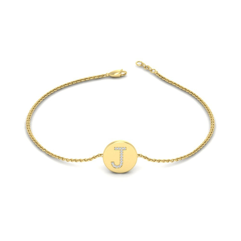 Alphabet disc diamond bracelet