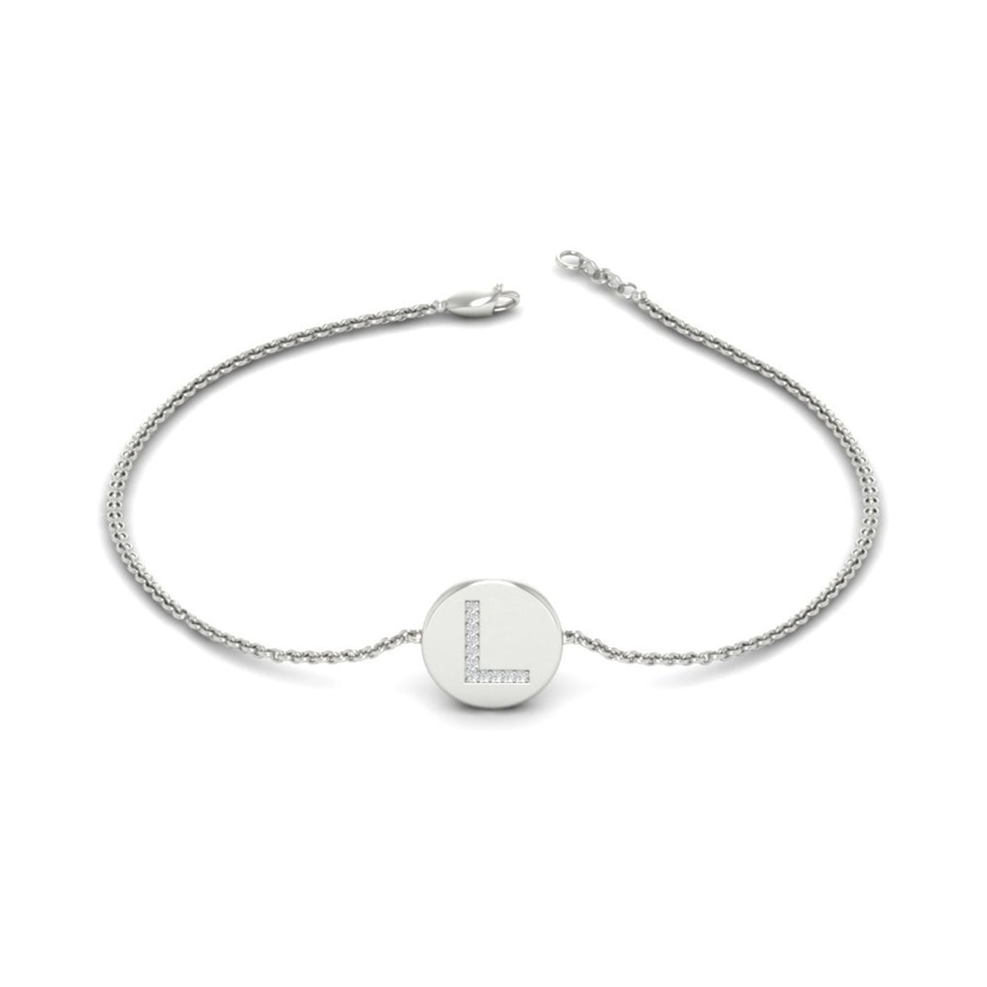 Alphabet disc diamond bracelet