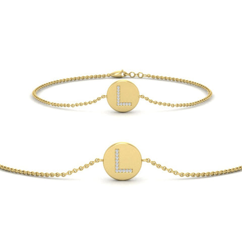 Alphabet disc diamond bracelet