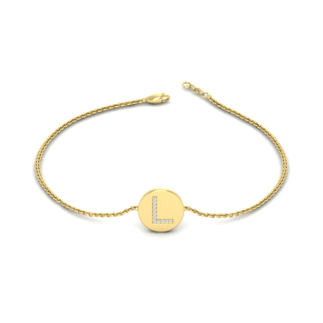 Alphabet disc diamond bracelet
