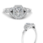 Load image into Gallery viewer, lab-created-radiant-diamond-halo-ring-with-leaf-band-in-white-gold-FD9827RARANGLE3-NL-WG.jpg?v=1770891303