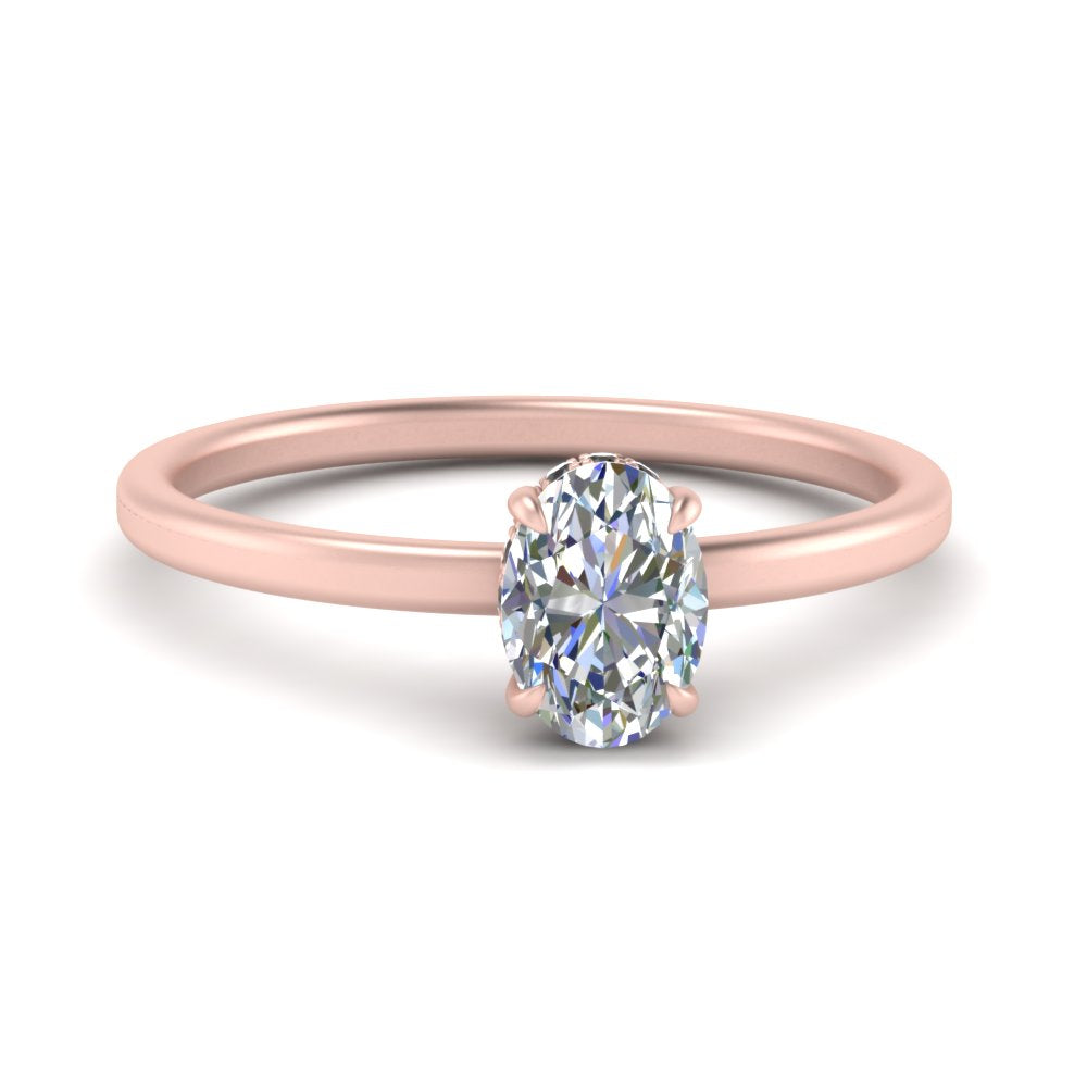 Oval Cut Lab Grown Hidden Halo Engagement Ring
