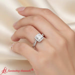 Load image into Gallery viewer, lab-grown-princess-cut-diamond-halo--ring-in-white-gold-FDENS9212R