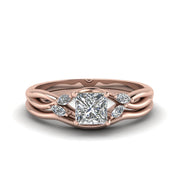 lab-grown-princess-cut-marquise-accent-ring-with-plain-band-in-14K-rose-gold-FD8300PR-NL-RG