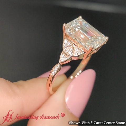 5 Carat Emerald Cut Lab Diamond Big Celtic Ring