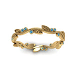 Load image into Gallery viewer, leaf-and-curl-blue-topaz-enamel-band-in-yellow-gold-FDEWB8349BGICBLTO-NL-YG
