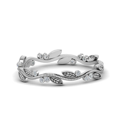 Leaf And Curl Diamond Enamel Band
