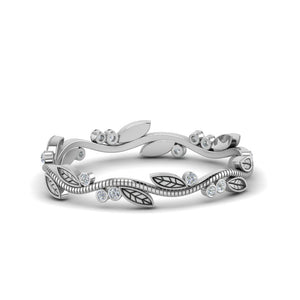 Leaf And Curl Diamond Enamel Band